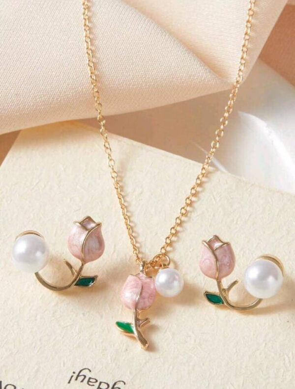 3pc tulip flowers necklace set
