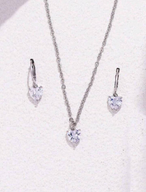 3pc zirconia heart necklace set