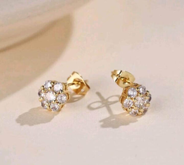 Ficcino gold plated, Cubic zirconia flower stud earrings