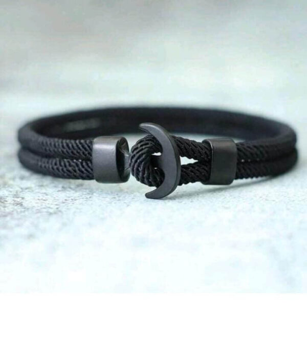 Luckind men black  anchor bracelet