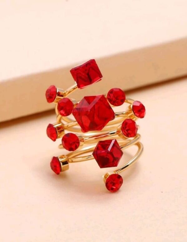 Size 8 Red rhinestone wrapped ring