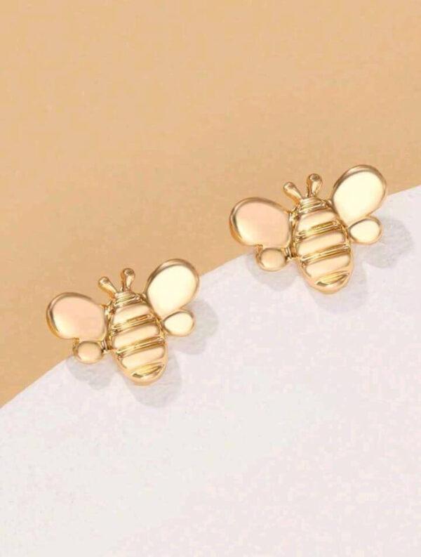 Stainless steel gold plated bee earrings