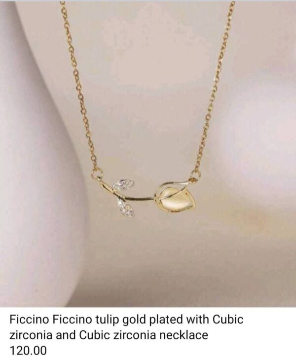 Ficcino Ficcino Tulip Gold Plated w Cubic Zirconia Necklace