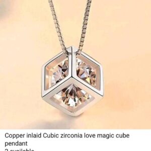 Copper inlaid cubic zirconia love magic cube pendant