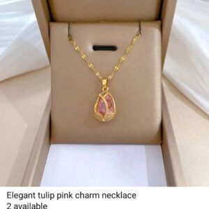 Elegant Tulip Pink Charm Necklace