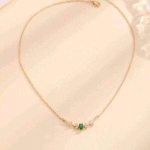 Cubic Zirconia Leaf Charm Necklace