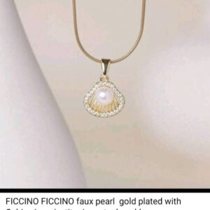 Ficcino Ficcino Faux Pearl Gold Plated Cubic Zirconia Necklace