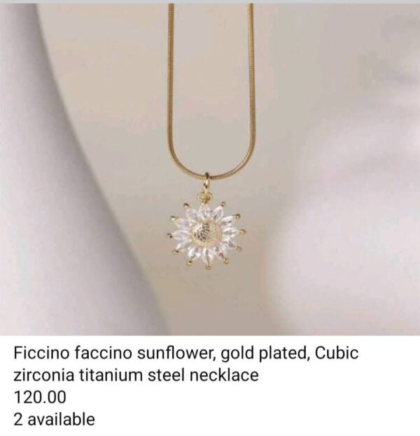 Ficcino Ficcino Sunflower Gold Plated Cubic Zirconia Necklace