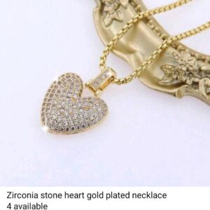 Zirconia Stone Heart Gold Plated Necklace
