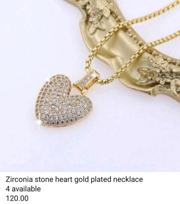 Zirconia Stone Heart Gold Plated Necklace
