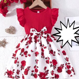 Red Flower Bow Dress