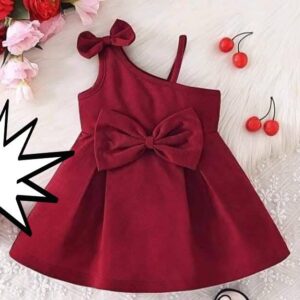 Off Shoulder Burgundy Bow Dress