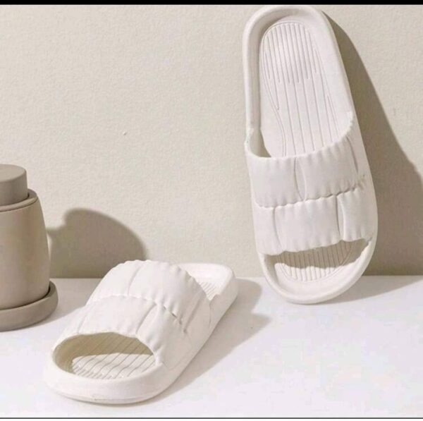 White Open Toe Slippers