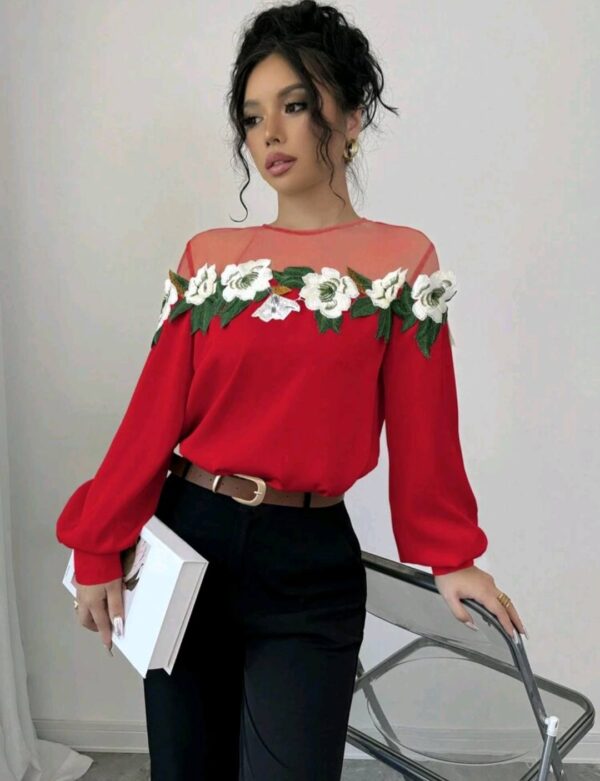 Red Floral Top