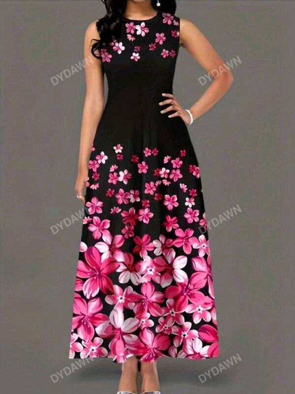 Black Dress with Pink Flowers