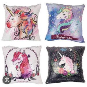 Rainbow Unicorn DIY Mermaid Sequin Cushion Cover Magical Colorful Throw Pillow Case Two Color Changing Reversible Cushion Cover