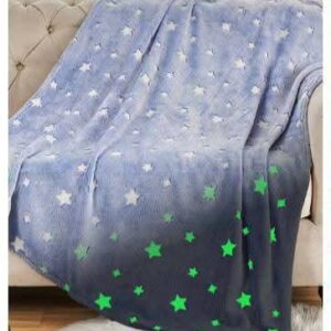 Glow in The Dark Throw Blanket 60 x 80 Inches, Stars Pattern Soft Cozy Flannel Fleece Blanket for Daughters Sons