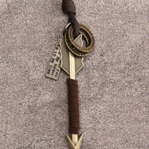 Men’s Metal Arrow and Leather Braided Rope Relationship Necklace