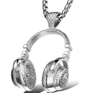 Stainless Steel Men’s Music Headset Pendant Necklace