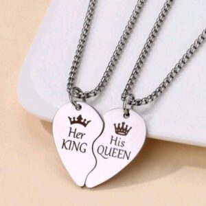 2pcs King Queen Crown Couple Confession Love Necklace