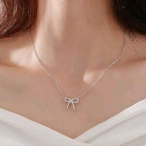 Sterling Silver Bow Customized Engraving Necklace