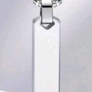 Men’s Stainless Steel Minimalist Strip Charm Plain Pendant Hip Hop Necklace with Chain