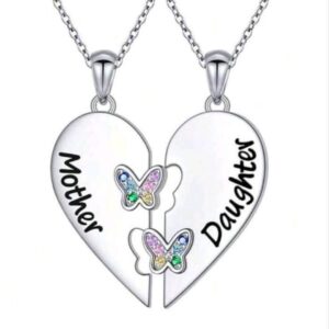 Mother & Daughter Matching Heart Butterfly Necklace