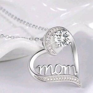1pc Fashion Rhinestone & Letter Decor Heart Pendant Necklace For Women