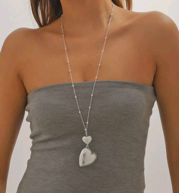 1pc Silver Minimalist Heart Pendant Necklace For Women