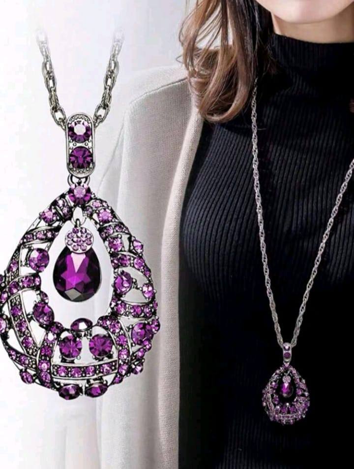 1pc Big Teardrop Shape Pendant Sweater Necklace For Women