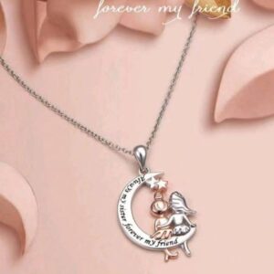 Fashion Girls on the Moon Pendant Necklace for Sisters Women Exquisite Moon Star Girls Clavicle Chain
