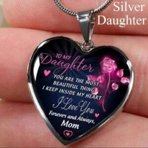 To My Daughter Heart Necklace Love Heart Pendant Neckchain Gifts for Daughter From Love Mom