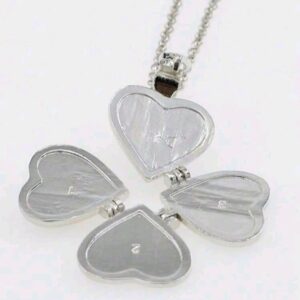 Vintage Four-dimensional Heart Shaped Four-leaf Clover Multi-layer Photo Box Frame Pendant Necklace