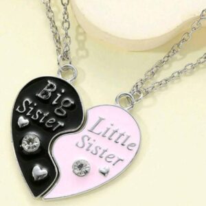 Big Little Sister Heart Pendant Necklace Set