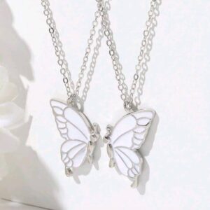 2pcs Butterfly Best Friends Forever Bff Necklaces