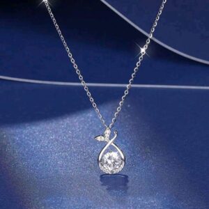 A stainless steel diamond decorated fish tail neck chain necklace for women