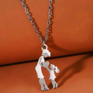 Easy and comprehensive stainless steel mother and daughter heart necklace