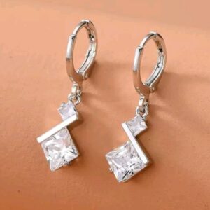 Cubic Zirconia Decor Geometric Drop Earrings