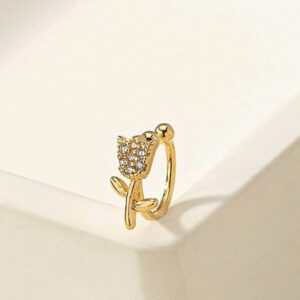Beautiful Gold Rhinestone Flower Style Design Nose Cuff