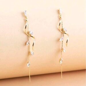 1 Pair Elegant Luxury Leaf, Star, Teardrop Chain Tassel Pendant Earrings