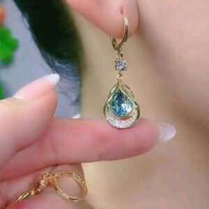 Cubic Zirconia Water Drop Dangle Earrings