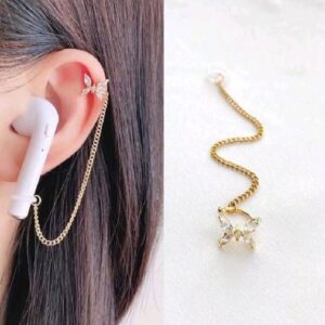 1Pair Anti-Lost Ear Clip Chains Universal Stainless Steel Wireless Bluetooth Earphone Earrings