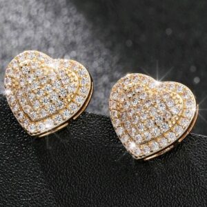 Cubic Zirconia Heart Decor Stud Earrings For Women
