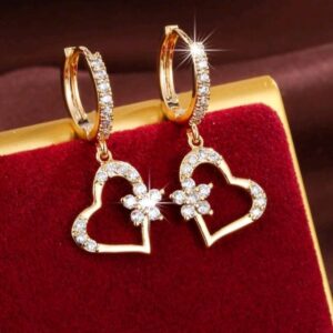 Cubic Zirconia Heart Dangle Earrings