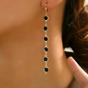 South Korea Colorful Drop Rhinestone Ear string Fashion Temperament Simple Round Bead Long Tassel Earrings