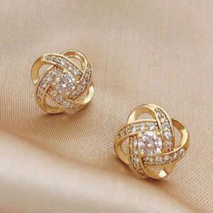 Small Stud Golden Crystal Shinning Luxury Earring For Woman