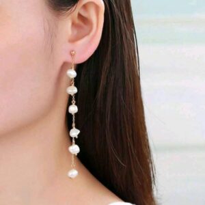 Pearl Tassel Earrings Baroque Cultured Dangle Drop Earrings