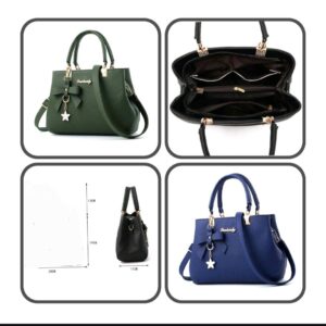 Women’s Bowknot Handbag, Solid Color, Elegant Office Satchel Bag, Grain Print Jar Bag with Bow Charm