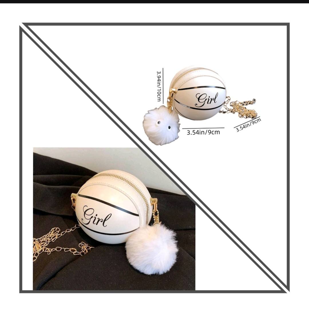 Mini Letter Detail Chain Circle Bag With Fluffy Bag Charm