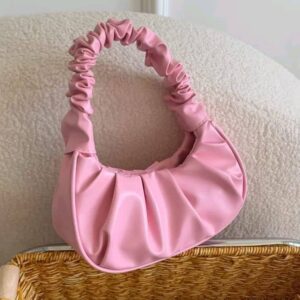 Cloud Pleated Hobo Bag | Synthetic Leather | Magnetic Closure, Scrunched Strap | Women’s Handbag